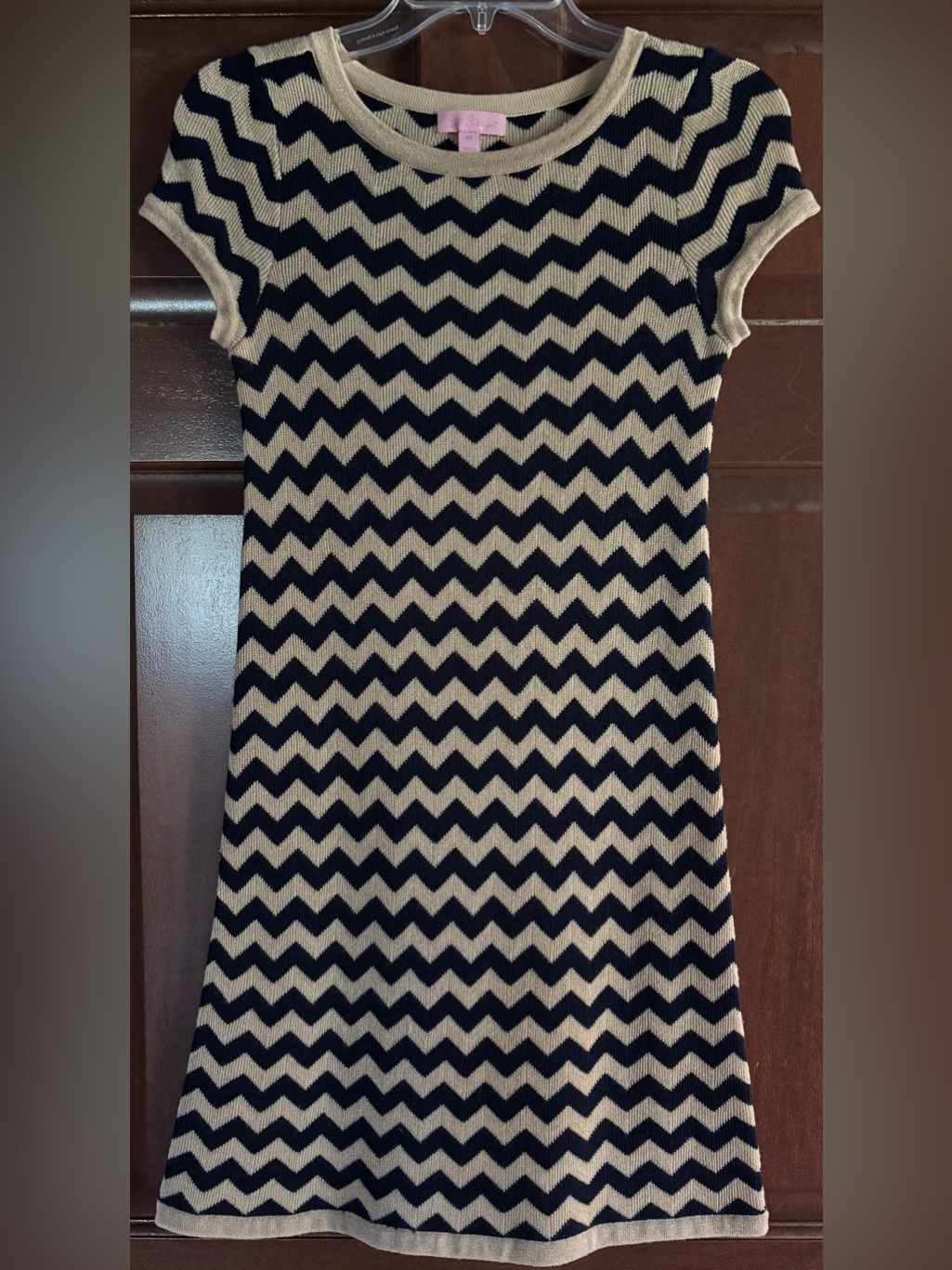 Classy Lilly Pulitzer Santana Sweater Dress Navy Gold Shimmer Size Xs